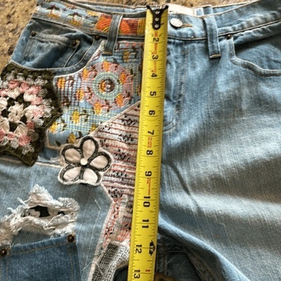 BDG Jeans crocheted patchwork denim high rise Hippie Festival women's 29 NEW - Picture 10 of 13